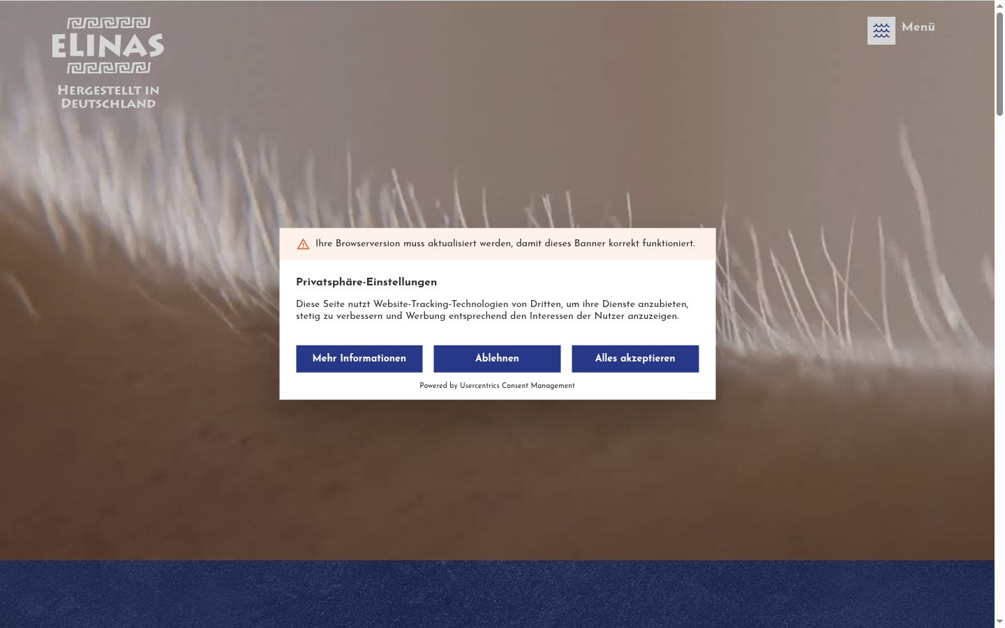 Screenshot of the consent banner shown before any interaction