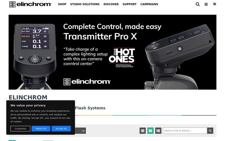 Screenshot ta' elinchrom.se