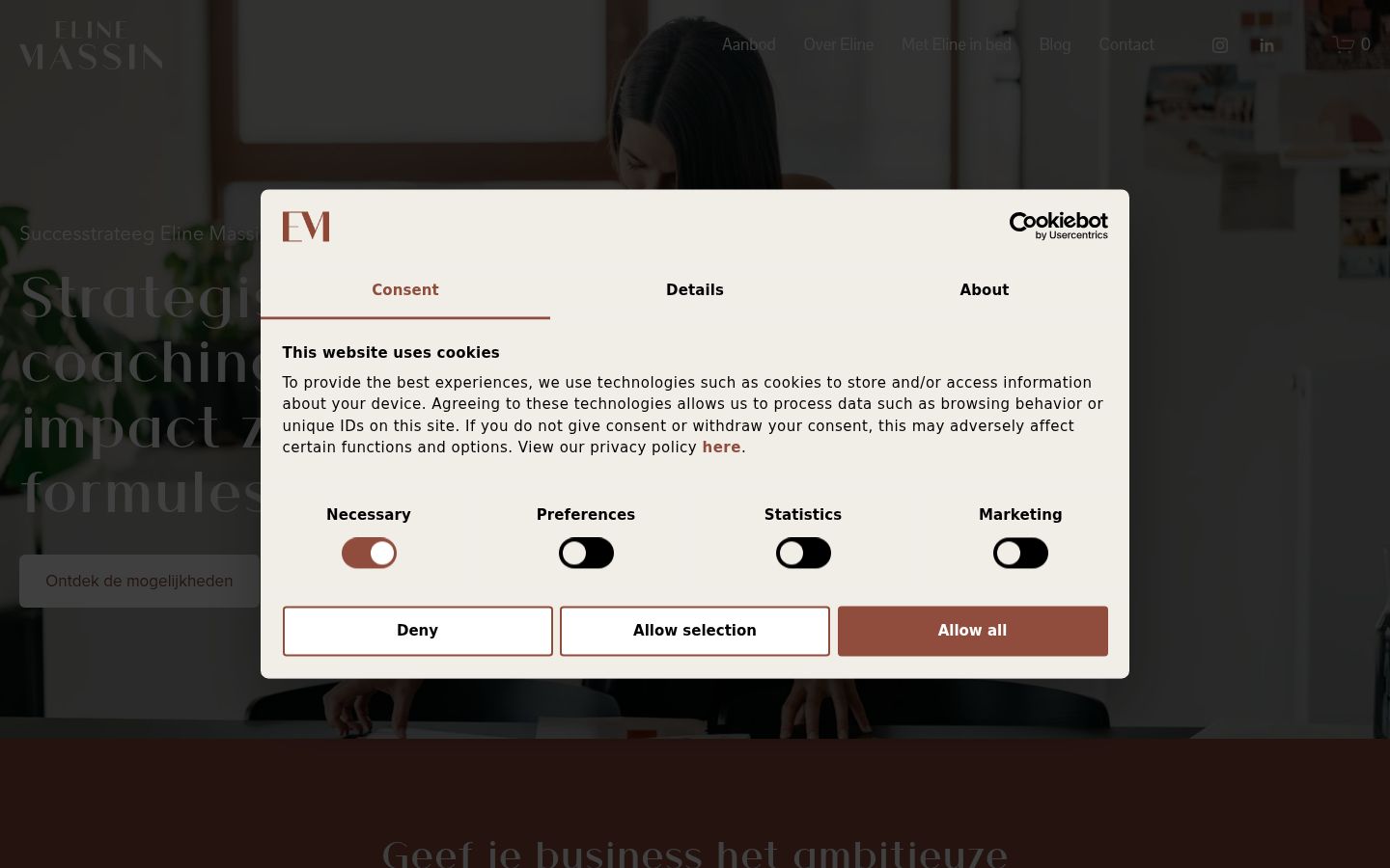 Screenshot of the consent banner shown before any interaction