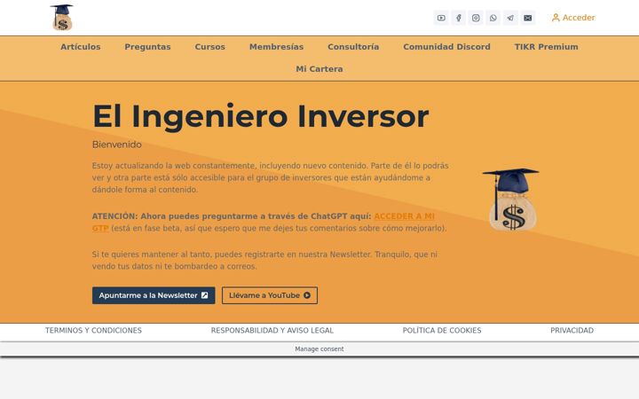 Screenshot of elingenieroinversor.com