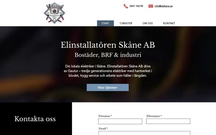 Screenshot ta' elinstallatoren-skane.se