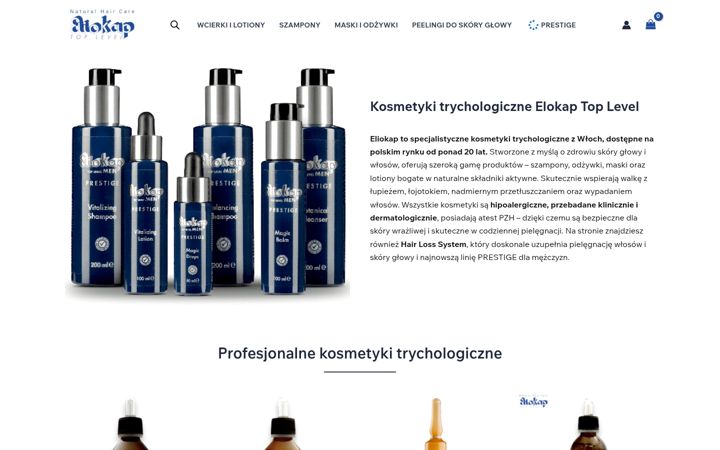 Kuvakaappaus sivustosta eliokap.sklep.pl