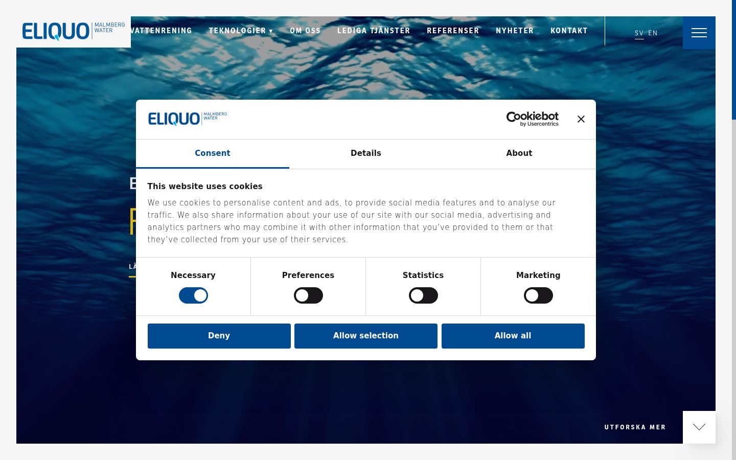 Screenshot of the consent banner shown before any interaction