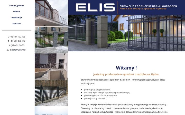 Kuvakaappaus sivustosta elis-ogrodzenia.pl