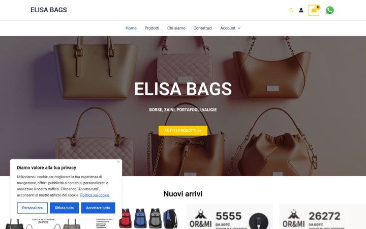 Screenshot of elisabags.com