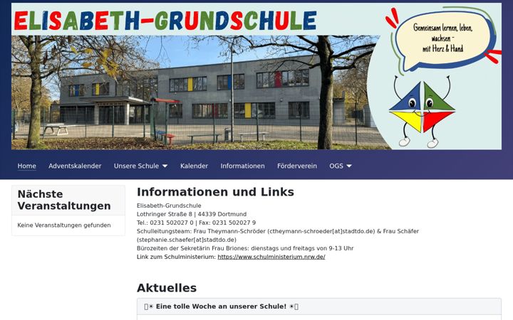 Snímek obrazovky elisabeth-grundschule.de