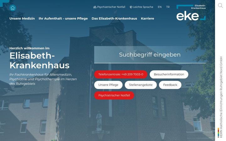Snímek obrazovky elisabeth-krankenhaus-ge.de