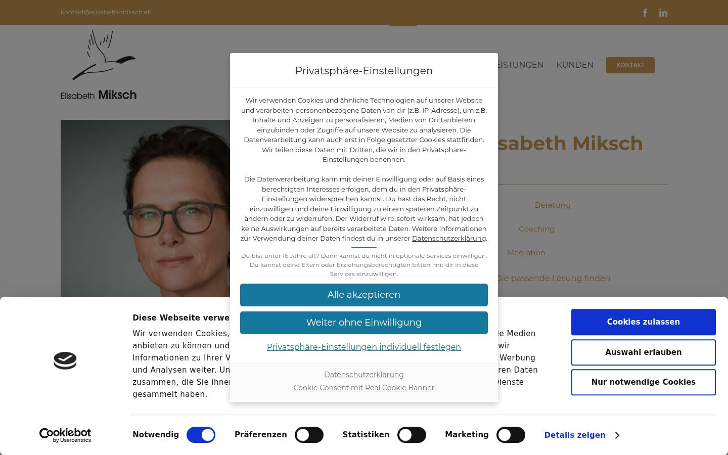 Screenshot del banner di consenso mostrato prima di qualsiasi interazione