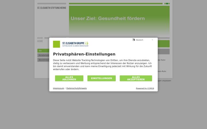 Ekrānuzņēmums no elisabeth-stiftung-herne.de
