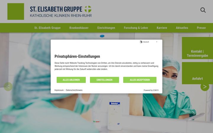 Ekrānuzņēmums no elisabethgruppe.de