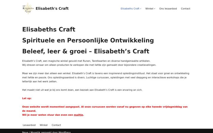 Snímek obrazovky elisabethscraft.nl