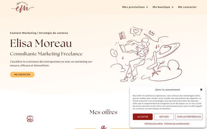 Screenshot of elisamoreau.com