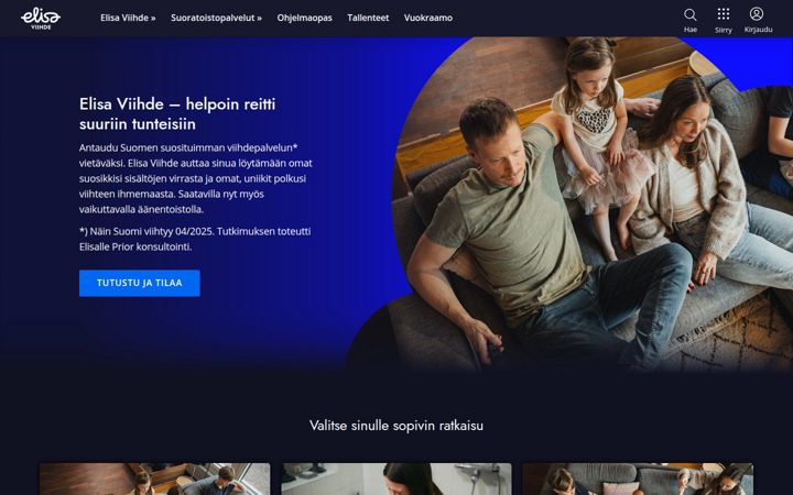 Screenshot of elisaviihde.fi