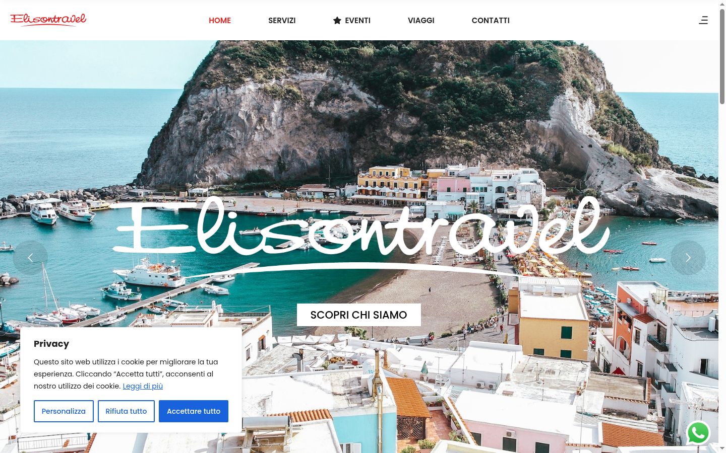 Screenshot del banner di consenso mostrato prima di qualsiasi interazione