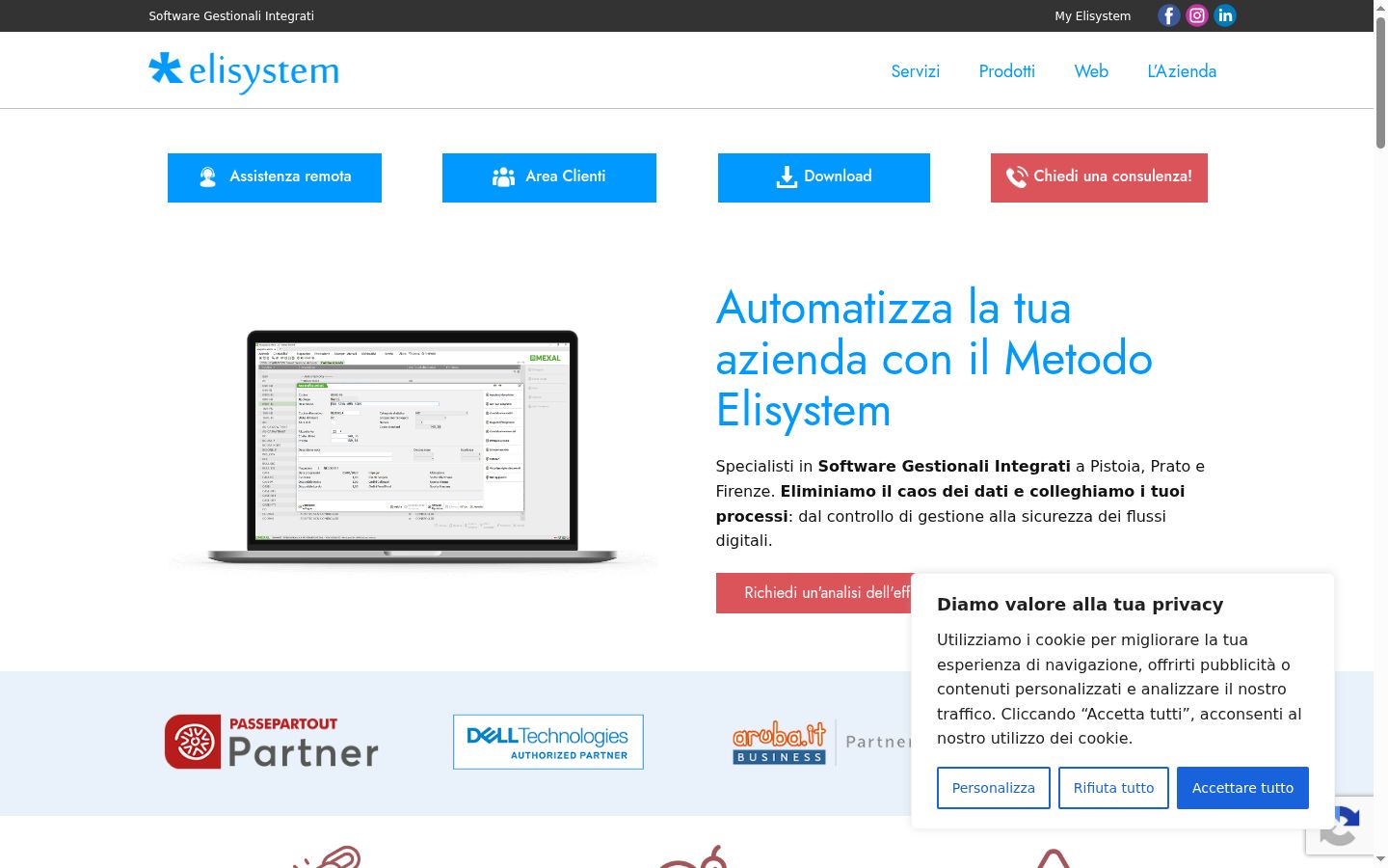 Screenshot del banner di consenso mostrato prima di qualsiasi interazione