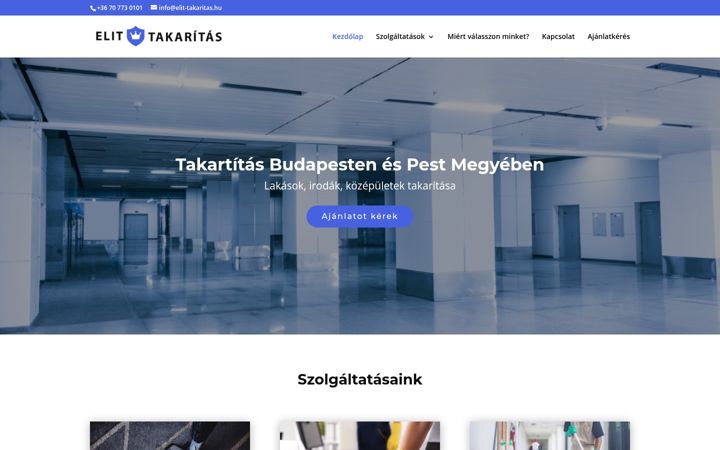 Captură de ecran a elit-takaritas.hu