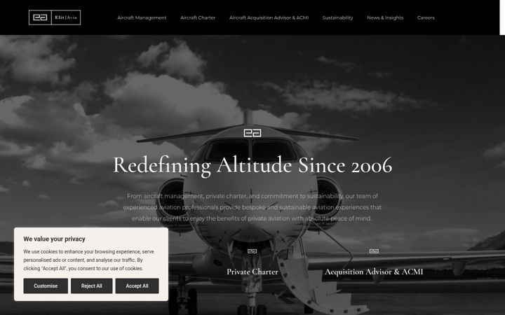 Screenshot of elitavia.com