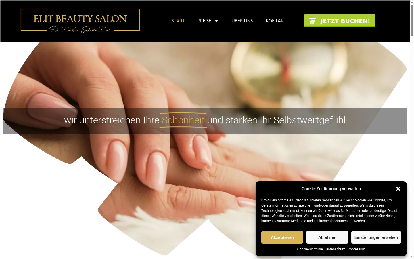 Skærmbillede af samtykkebanneret, som det blev vist før nogen interaktion
