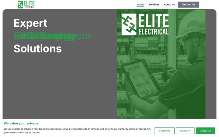 Ekrānuzņēmums no elite-electrical.co