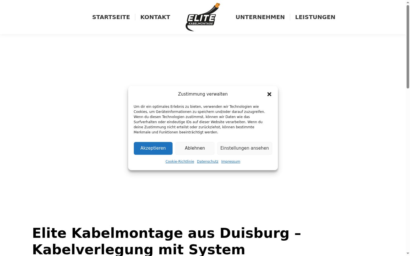 Screenshot des Einwilligungsbanners vor jeglicher Interaktion