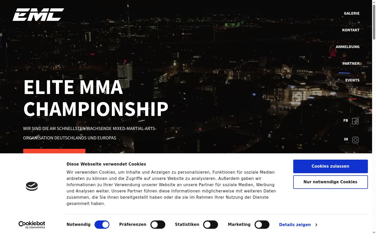 Screenshot del banner di consenso mostrato prima di qualsiasi interazione