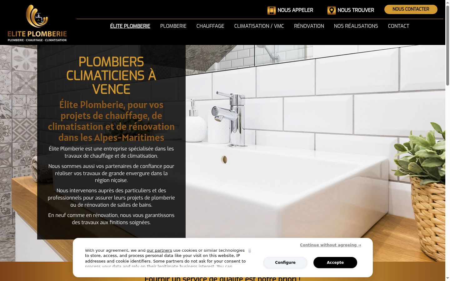 Screenshot del banner di consenso mostrato prima di qualsiasi interazione