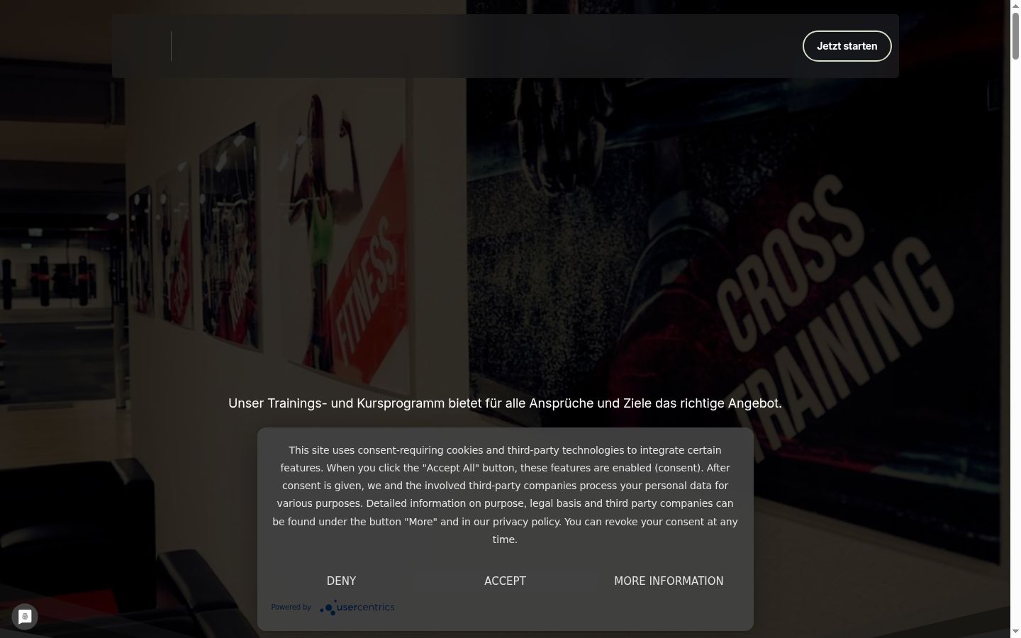 Screenshot of the consent banner shown before any interaction