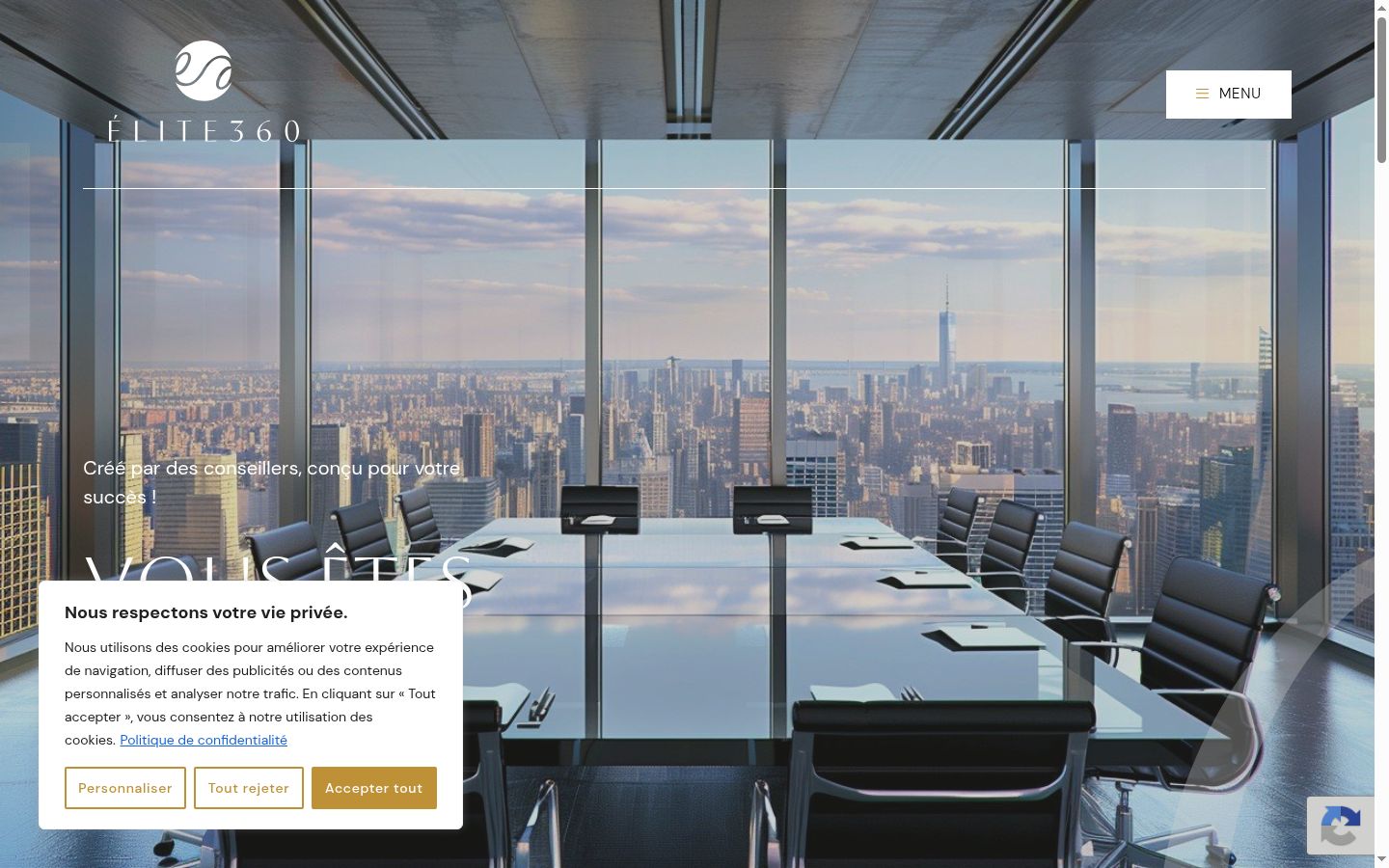 Screenshot of the consent banner shown before any interaction