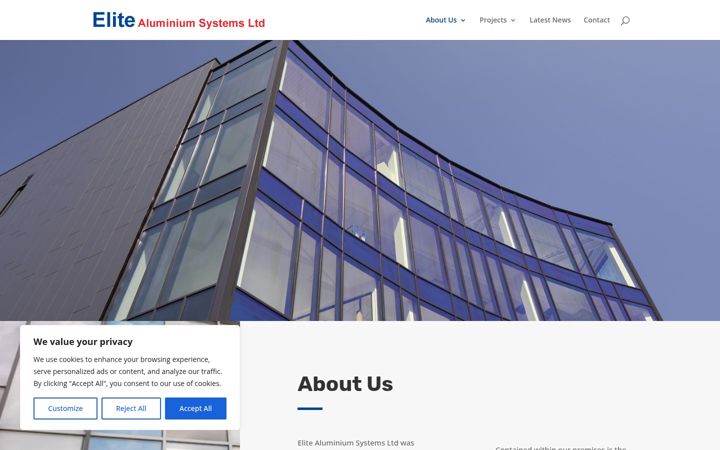 Screenshot ta' elitealuminiumsystems.co.uk