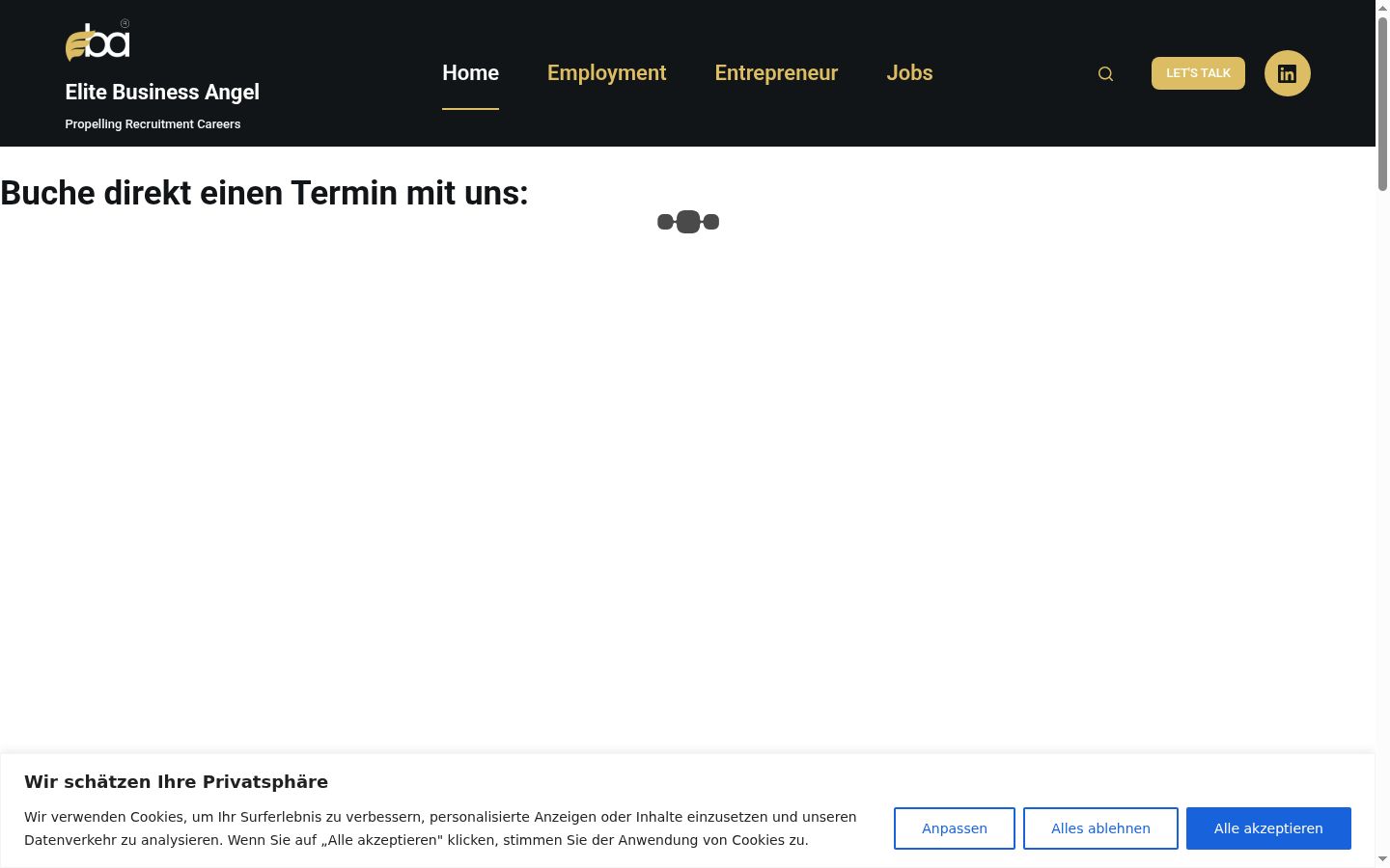Captura de pantalla del banner de consentimiento mostrado antes de cualquier interacción