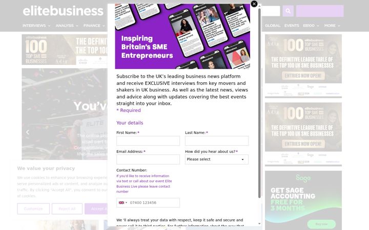 Screenshot van elitebusinessmagazine.co.uk