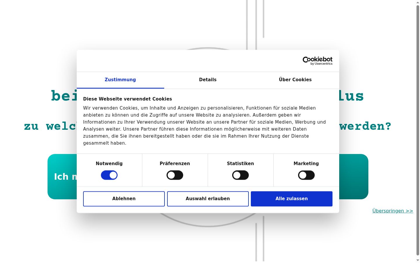 Screenshot of the consent banner shown before any interaction