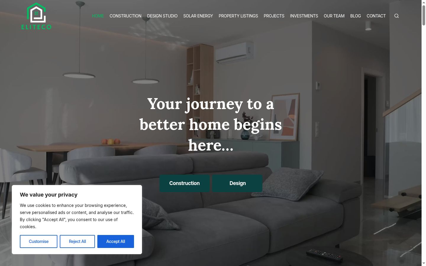 Screenshot of the consent banner shown before any interaction