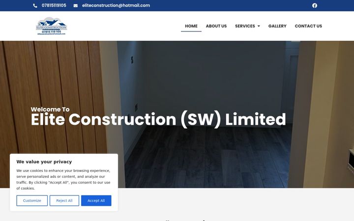 Screenshot of eliteconstructionswltd.co.uk