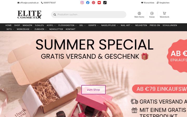 Zrzut ekranu elitecosmetix.at