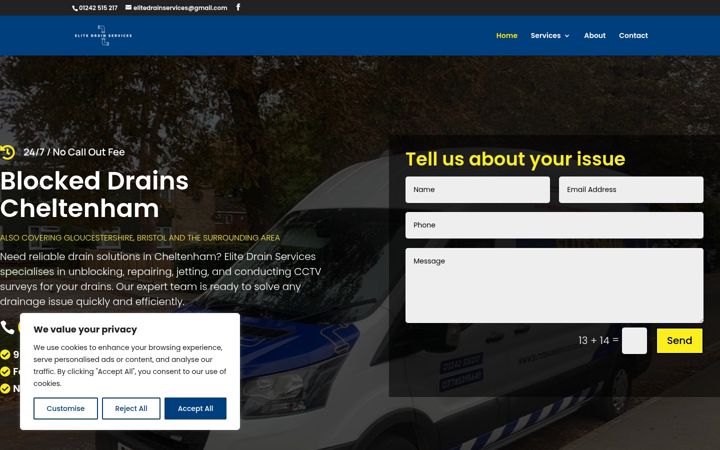 Screenshot of elitedrainservices.co.uk
