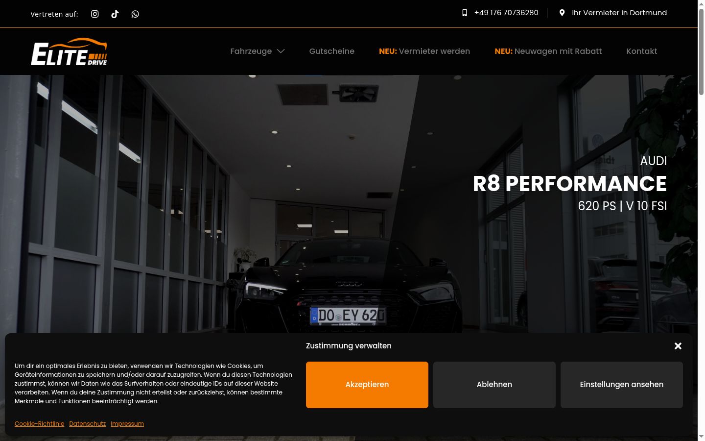 Screenshot of the consent banner shown before any interaction