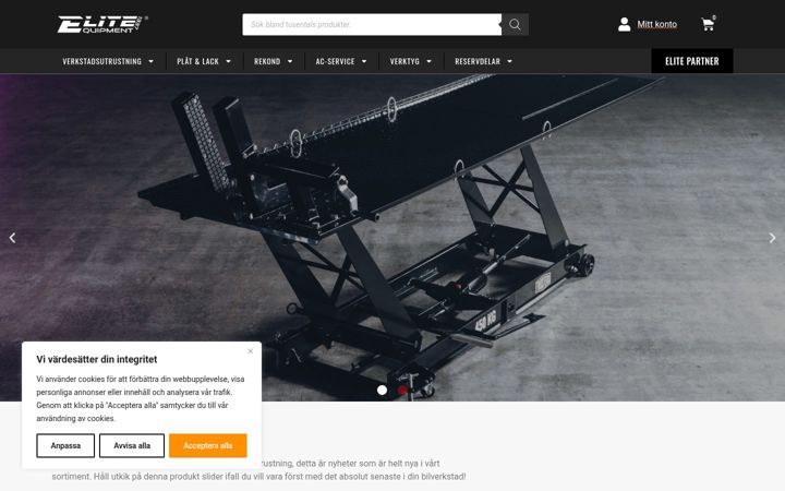 Skjermbilde av eliteequipment.se