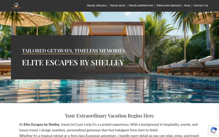 Screenshot of eliteescapesbyshelley.com
