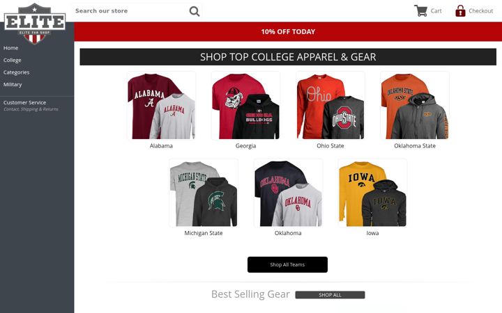 Screenshot of elitefanshop.com