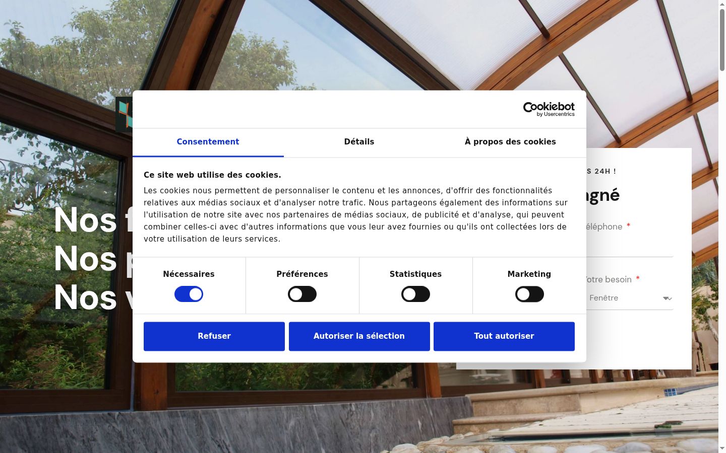 Screenshot del banner di consenso mostrato prima di qualsiasi interazione