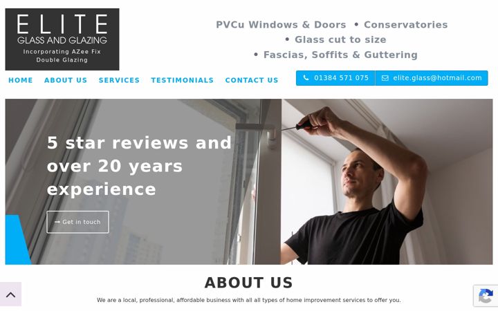 Screenshot of eliteglassandglazing.com
