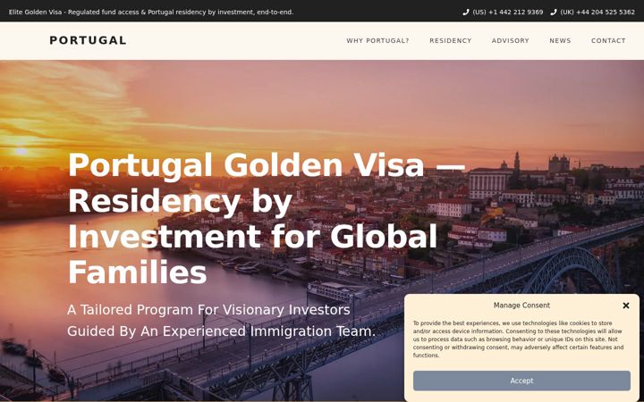 Screenshot of elitegoldenvisaportugal.com