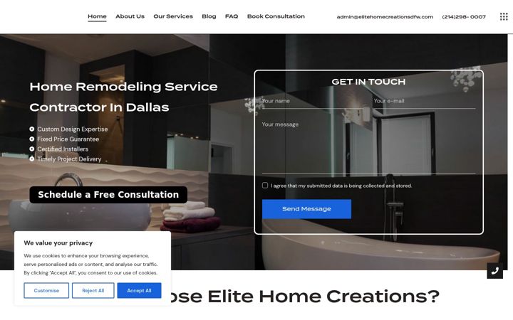 Screenshot of elitehomecreationsdfw.com