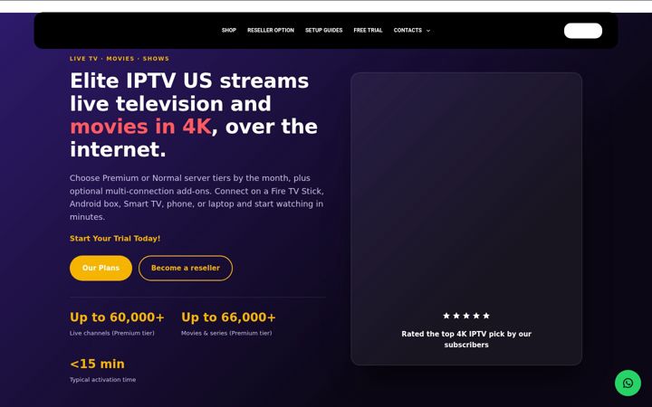 Screenshot of eliteiptv4kus.com
