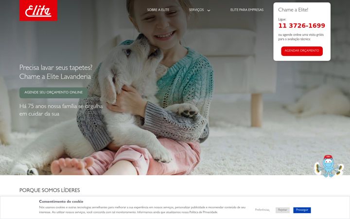 Ekrānuzņēmums no elitelavanderia.com.br