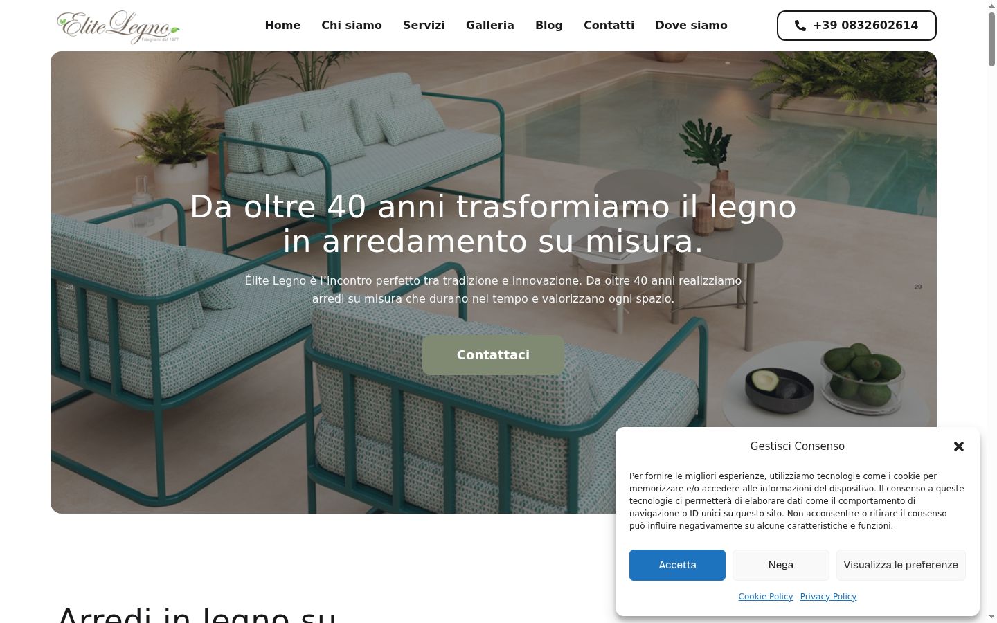 Screenshot del banner di consenso mostrato prima di qualsiasi interazione