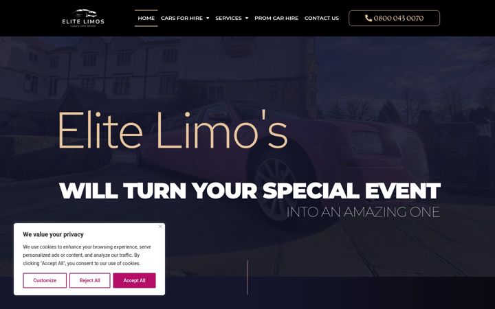 Screenshot of elitelimoservices.co.uk