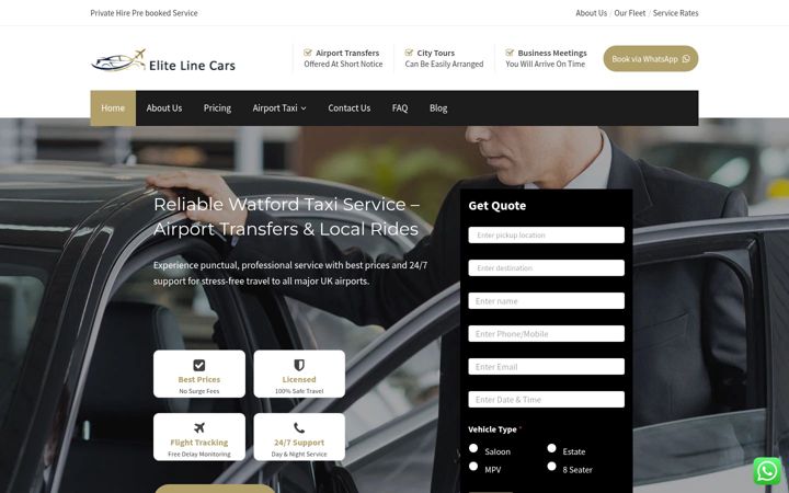 Skjámynd af elitelinecars.co.uk