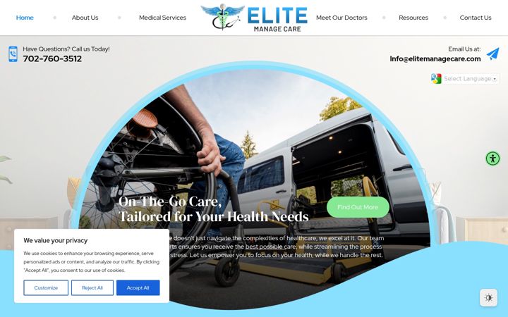 Screenshot of elitemanagecare.com